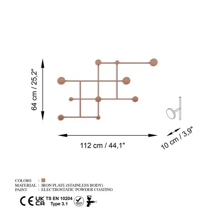 Wallity Fatara-C Colgador de Pared Metálico Cobre Wallity Fatara-C Colgador de Pared Metálico Cobre